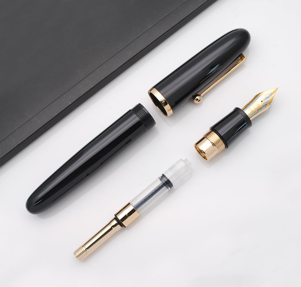JINHAO DADAO 9019 Fountain Pen Acrylic Ink Pen with Ink Converter (Extra Fine Nib, Black) - Image 4