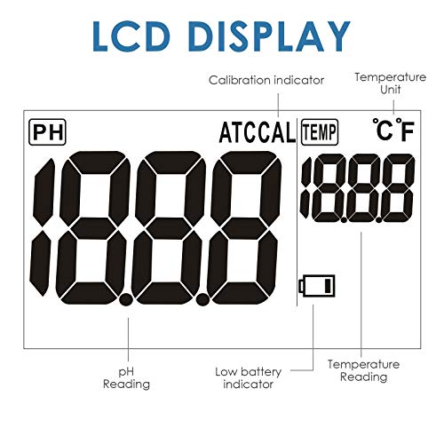 2 In 1 Temperature Ph Monitor Meter Tester Sensor Test Kit 0~14 Ph Automatic Calibration Bnc Electrode Probe For Hydroponics Aquarium Lab Testing Food Drinking Water Ph Of Saltwater/Seawater #TOP6