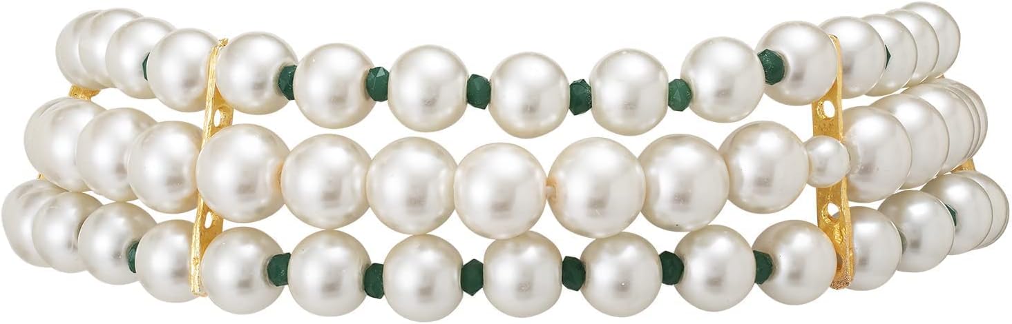 Aheli Pearl Diamond Kundan Choker Necklace with Round Earrings Traditional Bharatanatyam jewellery set White Beads Chocker Gift for Women