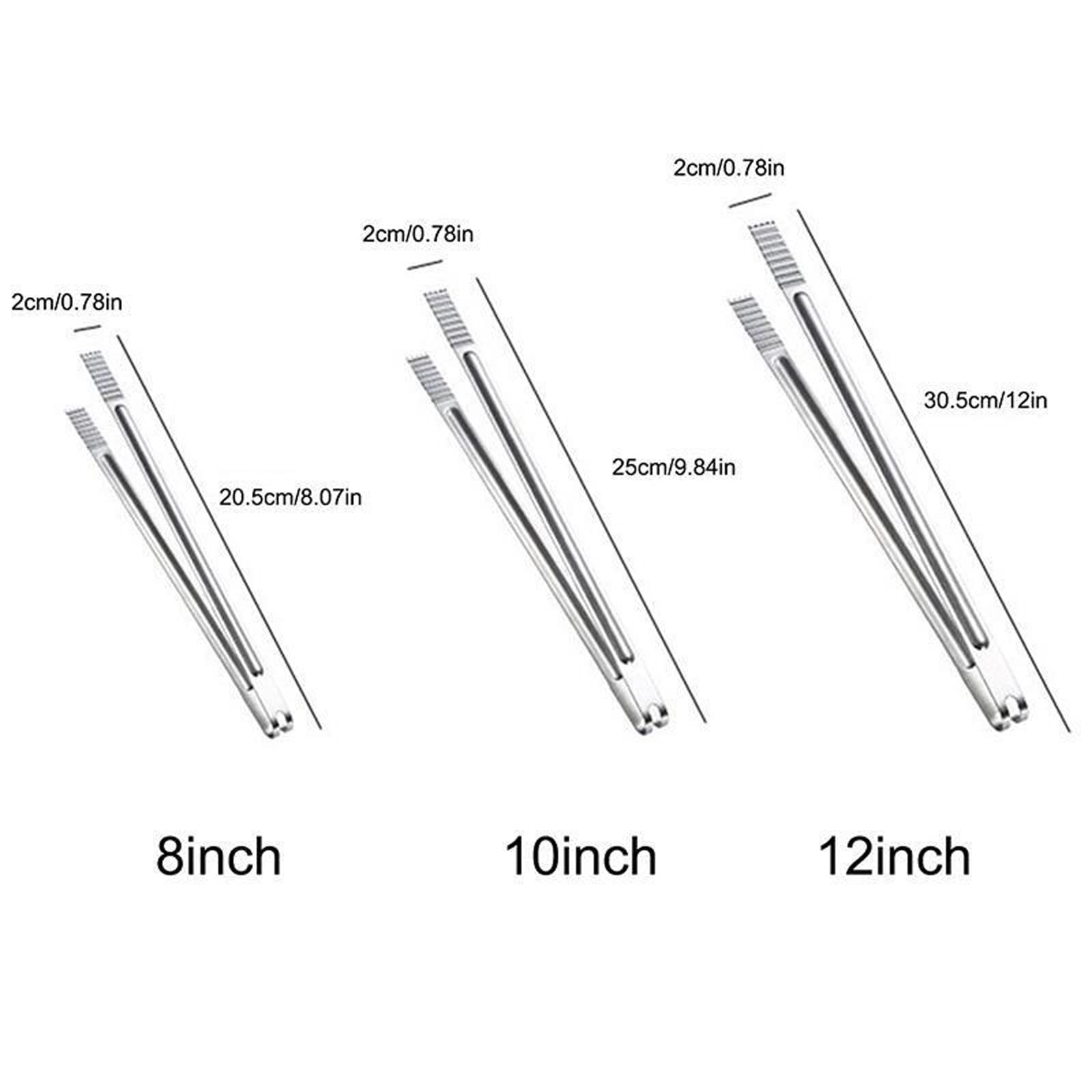 Pinzas de Cocina Pinzas para Alimentos Pinzas para Servir de Acero Inoxidable Pinzas de Cocina Pinzas de Cocina para Barbacoa Utensilios de Cocina (Plata 12 Pulgadas)