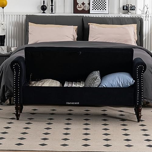 Image of Cleobury Storage Couch Bench Ottoman Bench 2 Seater Sofa Settee for livingroom badroom Office (Black)