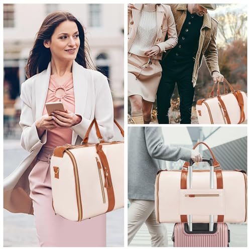 Bolsa de vestuário, bolsa de viagem para viagem, bolsa de viagem grande de couro PU para mulheres e