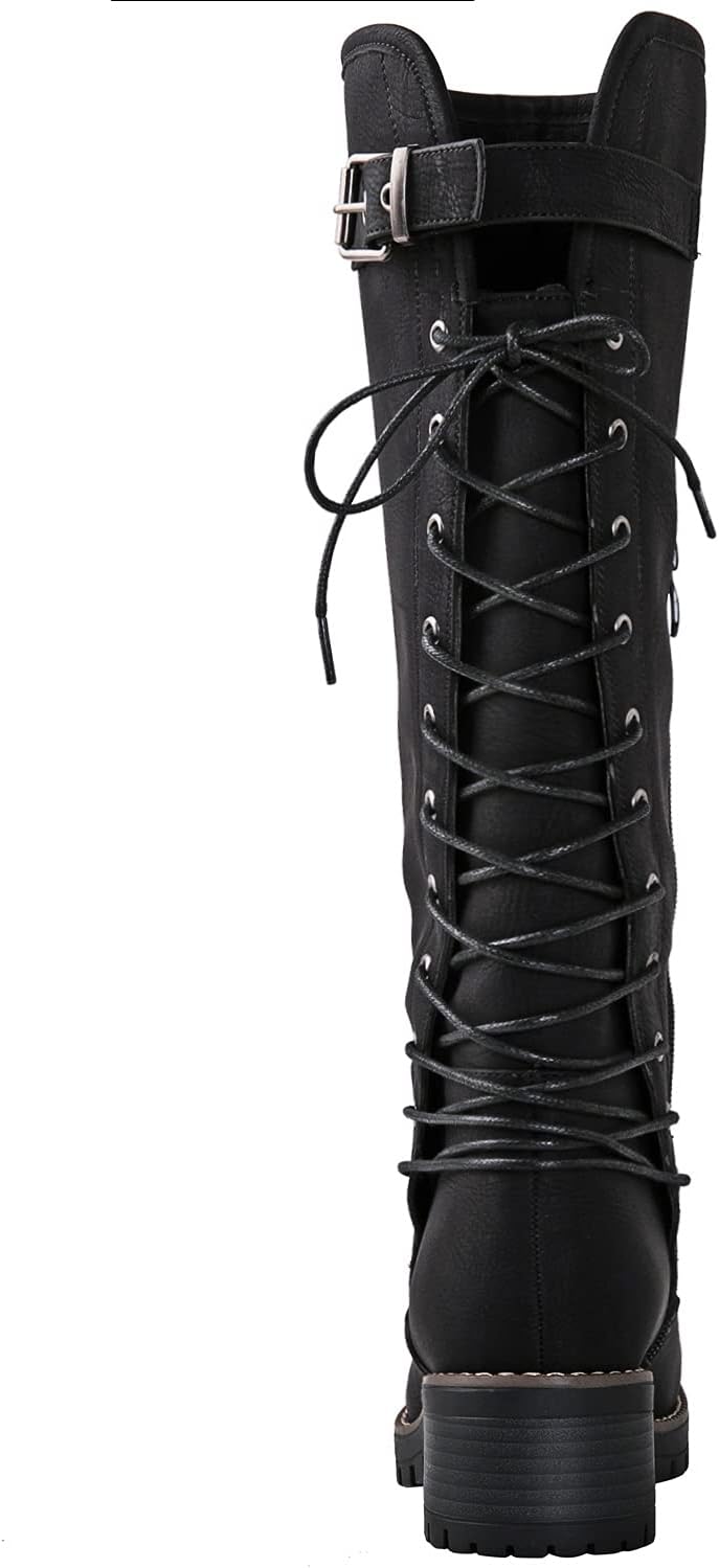 GLOBALWIN Women's Lace Up Back Knee High Fashion Boots