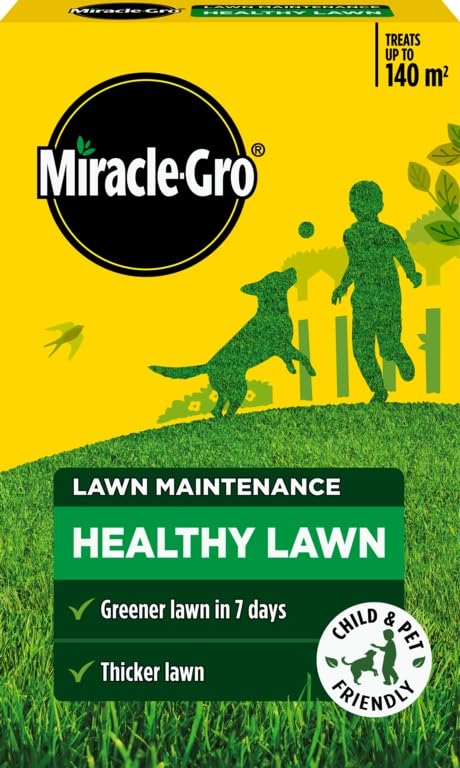 Miracle-Gro Healthy Lawn Food 3.5kg | Greener Grass in 7 Days & Thicker Denser Turf | Child and Pet Friendly Lawn Fertiliser | Weed Suppressing Nutrient Formula | NPK 14-0-5 | 3.5kg Carton - 140m2