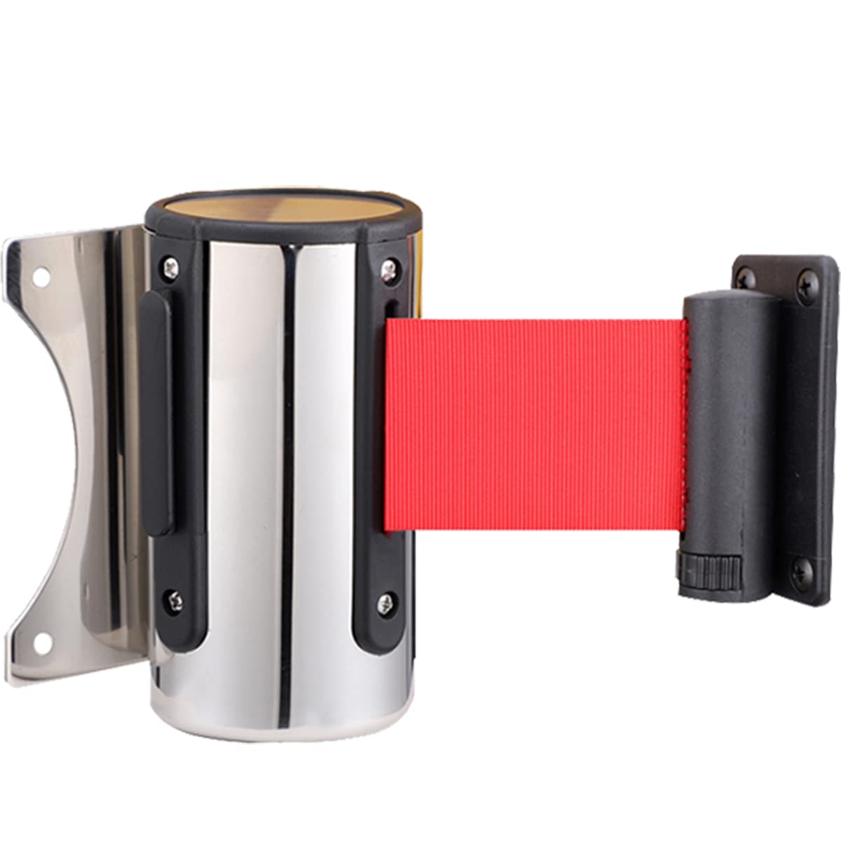 YNIYUJKL Stainless Steel Wall-Mounted Retractable Belt Barrier - 16.4Ft Red Safety Queue Control For Retail, Airports, Banks & Crowd Management Solutions,Red-5M(16.4FT)