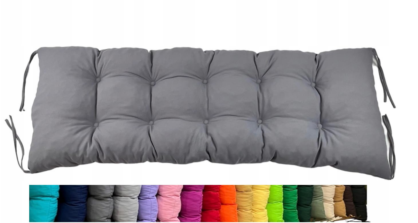 Olenka Cojín para Banco de Jardín, Asiento para Patio, Mueble de Exterior Interior, Terraza, Balcón, Porche (110 x 40 x 8 cm, Gris)