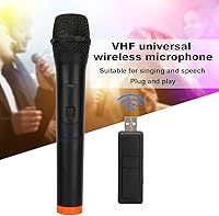 Vista 3 de Micrófono VHF, plástico ABS negro, sistema de micrófono de mano universal profesional, micrófono de recepción USB para cantar karaoke, discurso