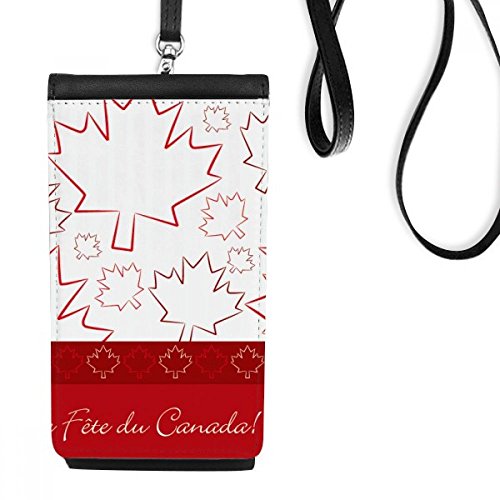 Bourse en cuir suspendu pour smartphone avec dessin feuille d'érable fête du Canada