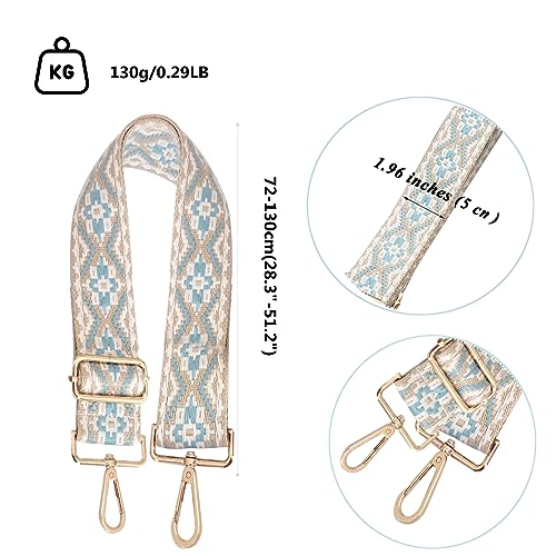 Image of Purse Strap Replacement Wide Adjustable Crossbody Shoulder Strap Guitar Straps for Handbags Flower Blue