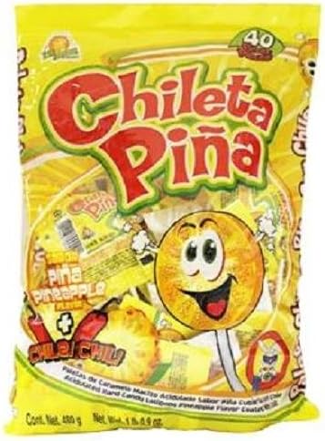 EL AZTECA CHILETA LOLLIPOPS PINA W/CHILI 12 gr Each ( 40 in a Pack )