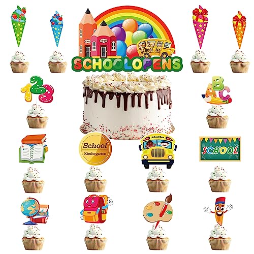 Einschulung Tortendeko - Hurra Schulkind Cake Topper Aus Holz