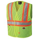 Pioneer High Visibility Vest, Flame Resistant, 3 Snap Button Front, Polyester Mesh, Reflective Tape,...