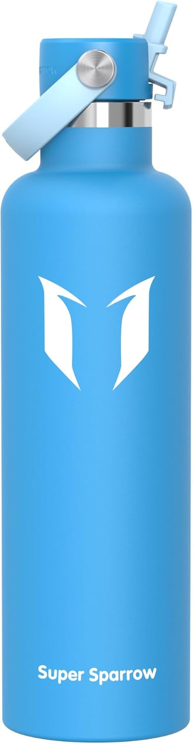 Sparrow Insulated Water Bottle - 350ml/500ml/750ml/1L/1.2L - FlipFlow Metal Water Bottles with Straw Lid - BPA Free - Leakproof Stainless Steel Flask for Sport, Gym, School, Outdoor, Travel — image 97