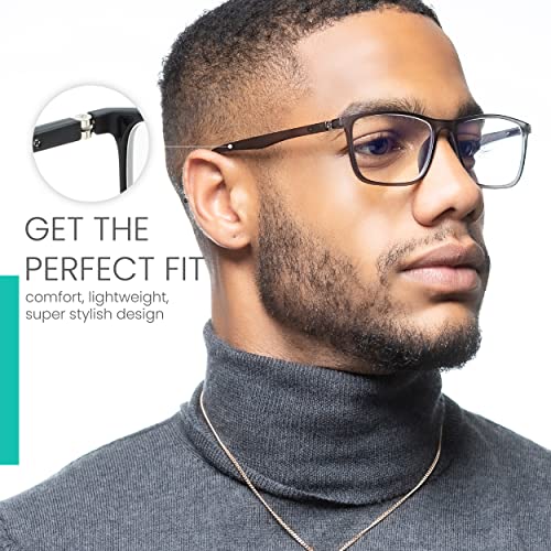 Matte Black Large Frame Reading Glasses Men To Look Modern With High Vision - Sturdy & Durable Readers For Men - Comfortable Spring Hinges For All Face Shape Mens Glasses - 2.0 Reading Glasses Mens #TOP2