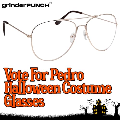 grinderPUNCH New Non-Prescription Premium Aviator Clear Lens Glasses Gold2