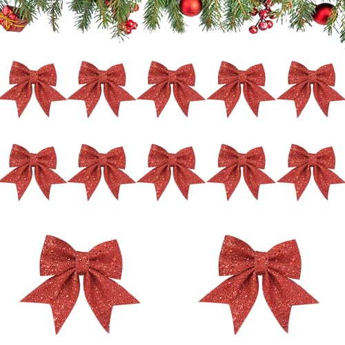 YIGOOWN 12 Stück Weihnachtsschleifen, Schleifen Weihnachtsbaum Deko...