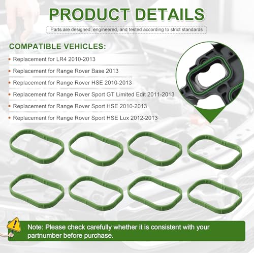 Image of Land Rover LR4 Range RR Sport Engine Intake Manifold Gaskets x8 LR010881