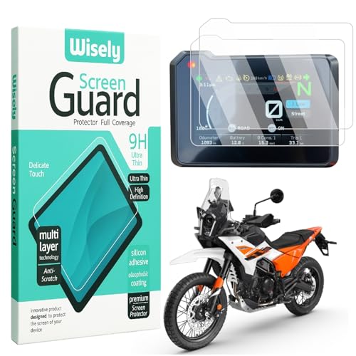 Image of Wisely Pack 2 - Premium Screen Guard for NEW KTM 390 ADVENTURE X 2025 Bike - TFT 5-Inch Display Digital Meter Protector - HD Clear, Full Cover - Easy Installation Kit - Adventure390 Accessories