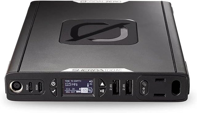 Goal Zero 100 AC Powerbank 100 Wh 6400 mAh Powerful Flightsafe USB-C PD AC Wireless Qi Charge Onboard Cabling System Go Pro 17 Recharges Phone 10 Recharges Tablet,Black