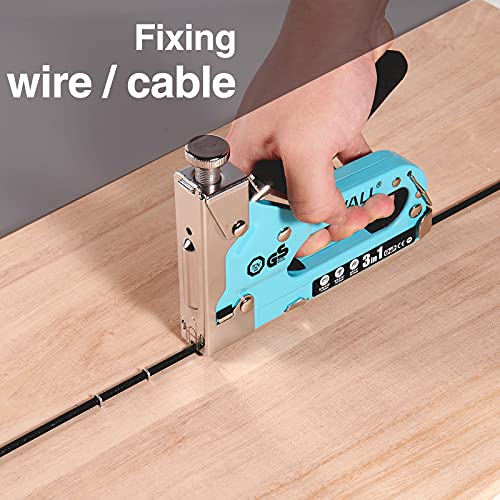 Image of SHALL Staple Gun Heavy Duty, 3-in-1 Upholstery Staple Gun Kit with 3000 Staples, Stapler Remover, Manual Brad Nailer with Specific Staples Outlet Position Indicator