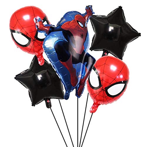5PCS Superhero Spiderman Party Shape Foil Balloons For Kids Birthday Baby Shower Decorations