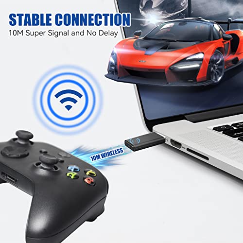 Adaptador Mando para PC Windows 10/11/8/8.1/7 - USB Gaming Receiver inalámbrico Compatible con Xbox One/One X S/Series X S/Elite Series Controller