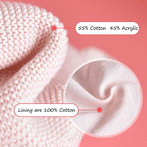 Somaler Baby Knitted Winter Hats Infant Newborn Toddler Autumn Cute Earflap Cotton Lined Beanie Hat For Boys Girls Off-White #TOP2