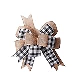 Black White Plaid Gift Bows Burlap Wreaths Bows Christmas Tree Topper for Wedding Holiday Birthday P