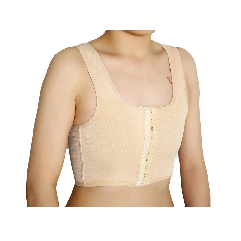 BaronHong Middle Zip Up Elastic Chest Binder Corsetto Short Canotta per Tomboy Trans Lesbian