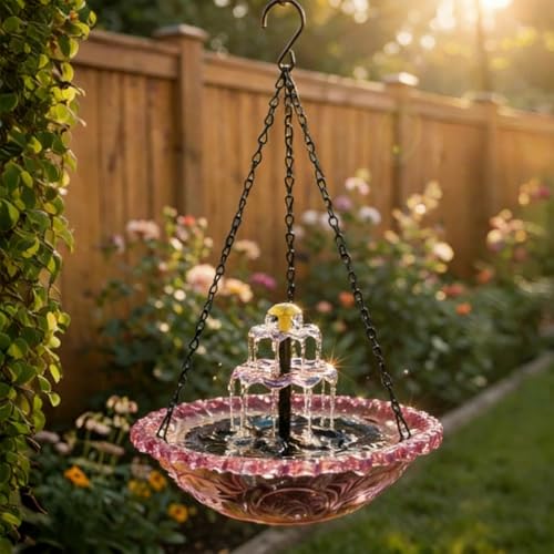 Baño para pájaros solar exterior con cascada para decoración de jardín 5