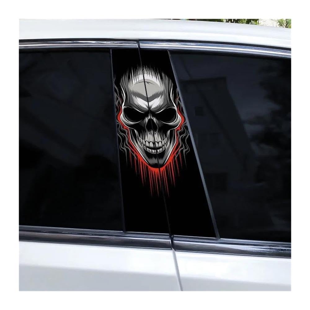Decorative Items 2pcs Evil Skull Car Door Pillar Decoration Sticker DIY Cover Scratch Car Decal(N)