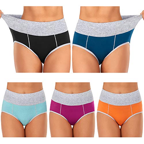 Image of Womens Underwear,Cotton Mid Waist No Muffin Top Full Coverage Brief Ladies Panties Lingerie Undergarments for Women Multipack