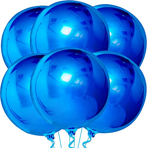 Image of KatchOn, Large Blue Mylar Balloons - 22 Inch, Pack of 6 | Royal Blue Metallic Balloons for Ramadan Decorations | Eid Decorations, Birthday, Gender Reveal, Baby Shower, Under The Sea Party Decorations