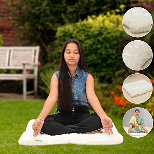 Image of NEXTGO Floor Seat Cushions Yoga Meditation Mat Pooja aasan Soft Extra Comfortable Feather Touch Last Long upto washable material Size 24 x 30 Inch 2 x 2.5 Fit Color White