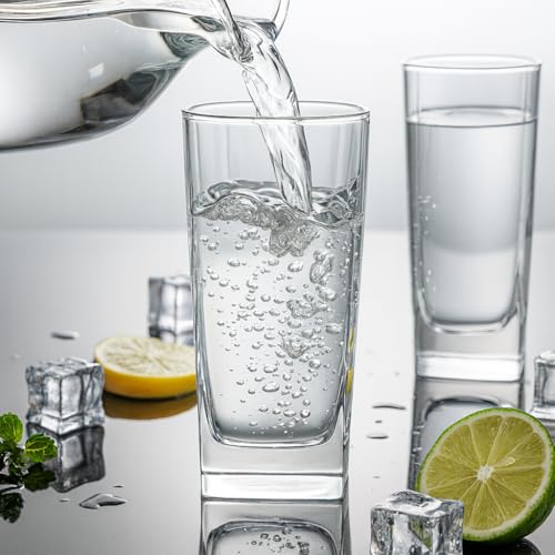 Image of 6-Piece Water & Juice Glass Set - 285 ml Clear Glass Tumblers for Water, Juice, Cold Drinks - Elegant & Durable Drinking Glassware for Home, Party, Kitchen & Everyday Use M