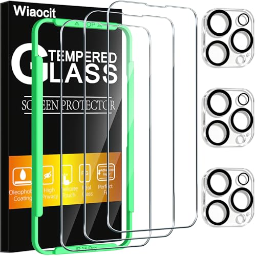 Wiaocit 3 Pack Tempered Glass Screen Protector for iPhone 13 Pro with 3 Pack Camera Lens Protector 9H Hardness Bubble Free Case Friendly