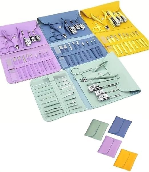 TAKASH Stainless Steel Professional Manicure Set β 16 in 1 Nail Cutter, Nail Scissors, Luxury Grooming Manicure Pedicure Kit for Women with Nail Acne Remover Needle (Multicolor) 1