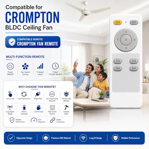 Image of K2 Remotes Compatible for Crompton BLDC Ceiling Fan Remote - Replacement Remote with Speed Control | Works Only with Matching Crompton Fan Models