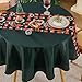 VidaFete Christmas Round Tablecloth, Bells Snowflakes Pinecones Pattern Green Polyester Table Cloth, Waterproof Wipe Clean Holiday Table Cover for Xmas Dining Parties Home Decoration,60inch Round