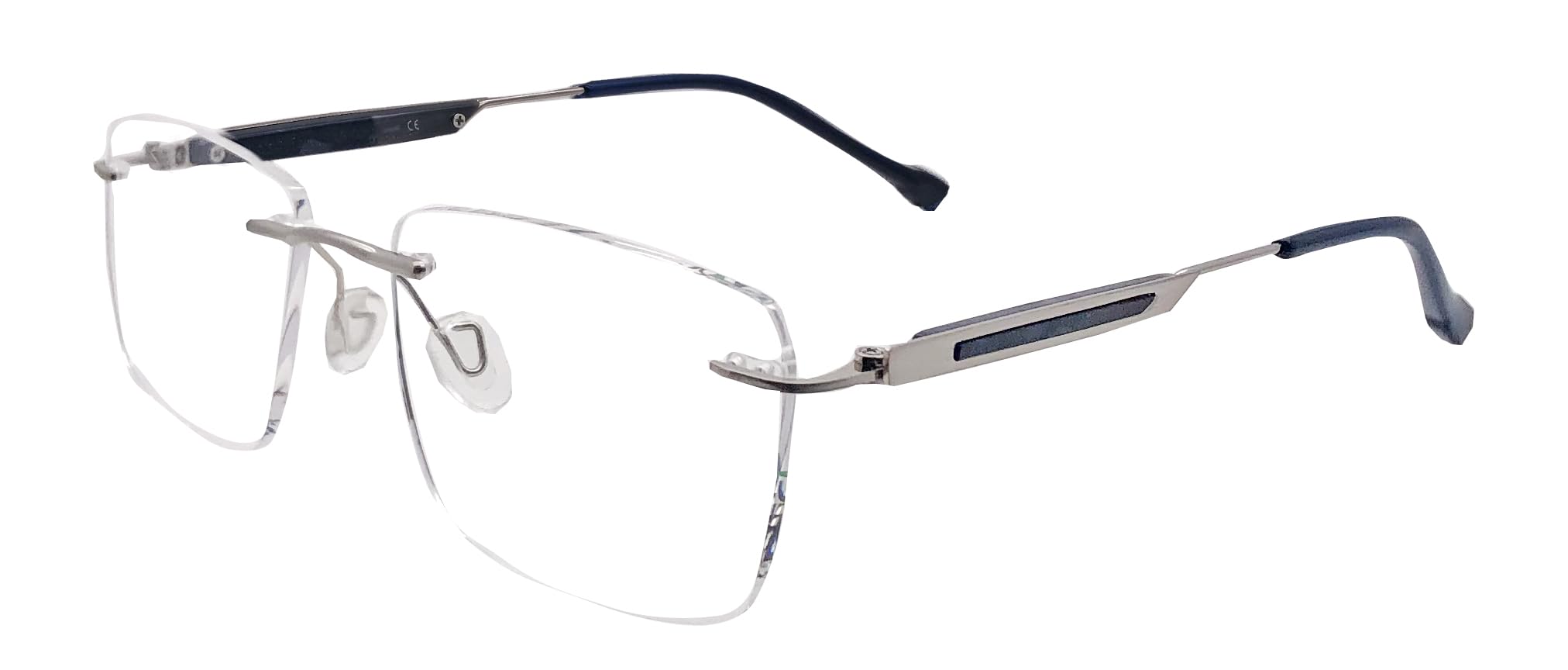 RSINCRimLess frame/eyeglass/Spectacle, Optical, Metal & Plastic For Men And Women, Modern,Unisex, Business, Collage, Fashion, School, Ladies, Sports,Titex Silver Blue 2248100 54-18-140 | IB 21 | N1