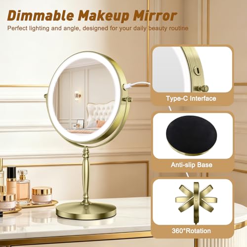 Espejo para maquillaje con luz y aumento 10X 8 pulgadas miniatura 4