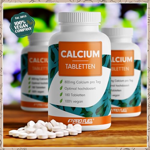 Calcium Tabletten 180x - optimal hochdosiert mit 800 mg Calcium pro Tag - Erhalt normaler Knochen & Zähne - hochwertiges Calciumcarbonat - laborgeprüft mit Zertifikat - 100% vegan - Vorrat für 90 Tage