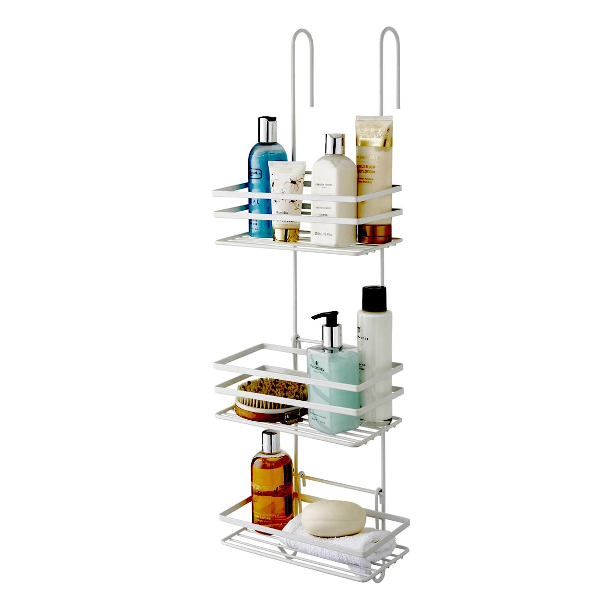 Direct Online Houseware Stylish Rust-Proof Premium 3-Tier Hanging Shower Caddy - Large Hanging Metal Storage Racking - 79 H x 25 W x 12 D - 2 Year Rust-proof Guarantee (White)