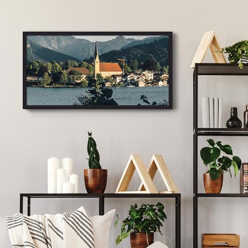 Image of upsimples 12x24 Picture Frame, Display Pictures 10x20 with Mat or 12 x 24 Without, Wall Hanging Poster Frames, Black, 1 Pack