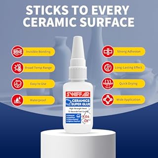 Ceramic Glue, Clear Super Ceramic Glue Repair Kit for Pottery and Porcelain, Food Safe Adhesive for Mug, Waterproof and Heat Resistant, Strong Bonding, Long Lasting, Quick Drying, Easy to Use