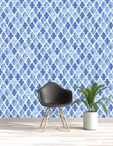 Image of DWELLSINDIA Watercolor Moroccan Pattern Vinyl Self Adhesive PVC Wallpaper Waterproof, Scratch Resistant, Laminated (41cm x 244cm, Multicolor, Matt)