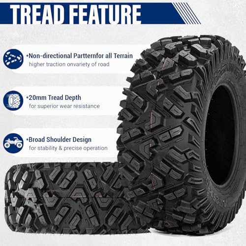 Image of Set of 2 FORERUNNER 25X10-12 ATV Tires, 6PR Tubeless UTV Tires, All-terrain Tires