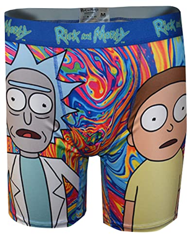 Underboss Mens Rick and Morty Psychadelic Swirl Performance Boxer Briefs (Large) Multicoloured
