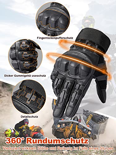WTACTFUL Motorradhandschuhe Herren, Atmungsaktiv Motorrad Handschuhe Herr Touchscreen für Taktische Fahrrad Einsatzhandschuhe Airsoft Paintball Schwarz L