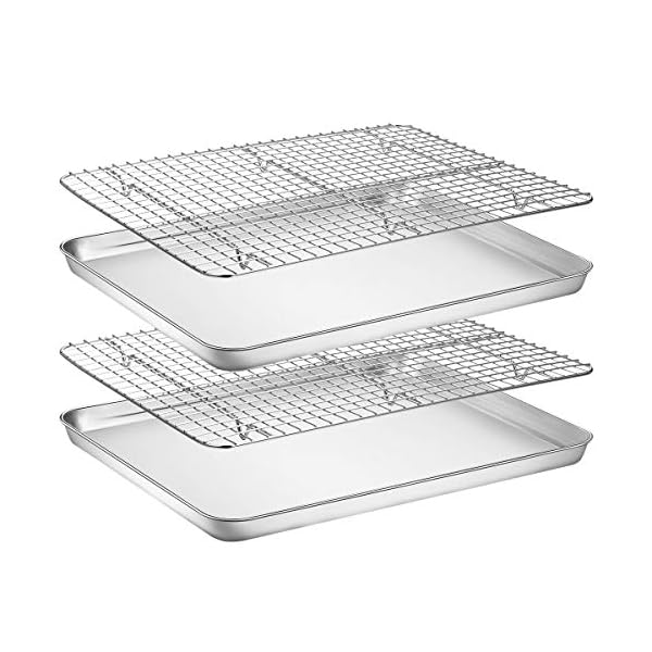 Baking Sheet with Rack Set [2 Pans + 2 Racks], Wildone Stainless Steel